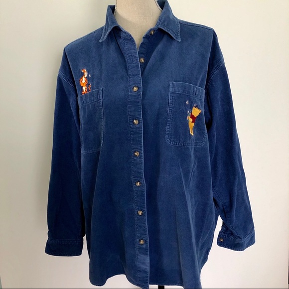 Disney Tops - Disney Pooh $ Tigger  blue corduroy button down